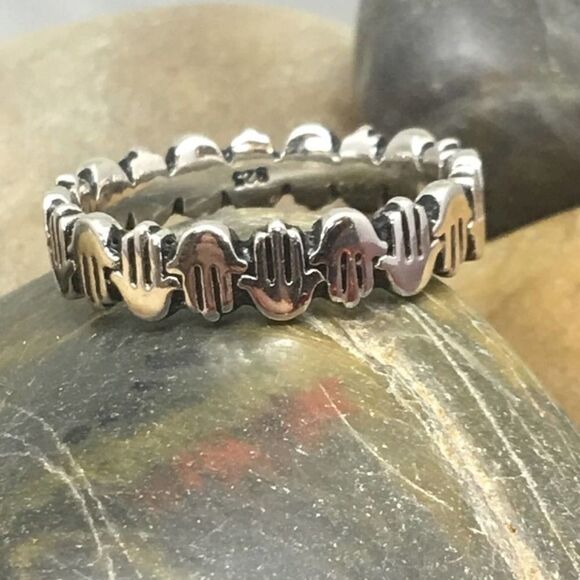 Sterling Silver Hamza Band Eternity Ring - Picture 3 of 3